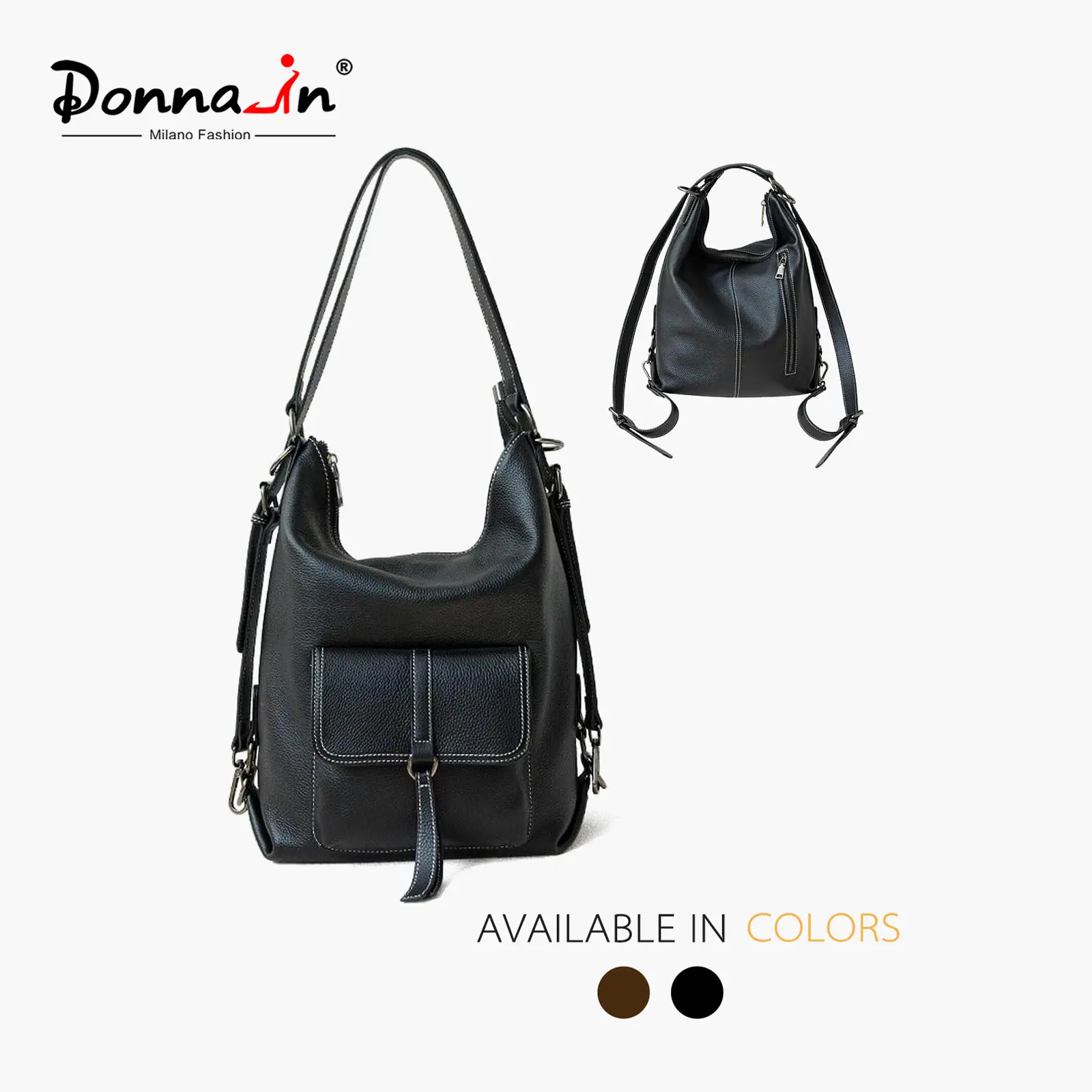 DONNAIN Genuine Leather Backpack Purse for Women Large Capacity |   Anti-Theft Travel Backpack Leather Convertible Shoulder Bag with 2 Adjustable Straps