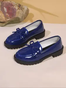 Women's Elegant Fashion Shiny PU Leather Loafers, Stylish Slip-On Shoes for Women, Comfortable Casual Footwear for Daily Wear