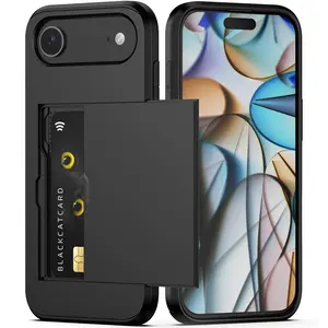 Compatible with iPhone 17 Air 17 Pro Max 16 15 14 13 12 11 Case with Card Holder Dual Layer Heavy Duty Protective Shockproof Hidden Card Slot Slim Wallet Phone Case Shockproof Phone Cover for Women&Men