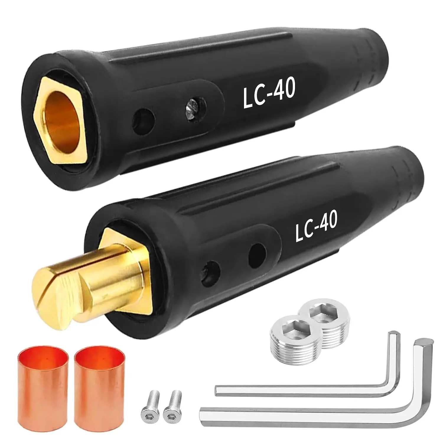 LC-40 Welding Leads,Welding Lead Connectors,Welding Cable Connectors,Male & Female Welding Connectors for Welding Machine Accessories,1/0 and 2/0 Welding Cable Size Capacity,Rated up to 350 Amps.