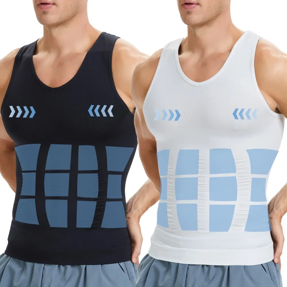 CATTIBOR 1/2/3/4 PACK Menswear Men Compression Vest Shaping Vest Tank Top Body Shaper,Men Round Neck Shirt Underwear,Men Sleeveless T-Shirt,Men Sport Vest For Workout Running Training GYM Fitness Men Undershirt Menswear & Underwear