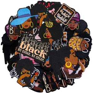 15Pcs Black Girl Iron on Patches Afro Girl Magic Embroidered Applique Sew on for Clothes Hats Backpacks Jackets T-Shirt