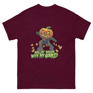 Halloween Roller Skating Tee, Spooky Jack-O'-Lantern Shirt, Trick or Treat Costume Top, Cute Pumpkin Skateboard Tshirt, Funny Candy Skate