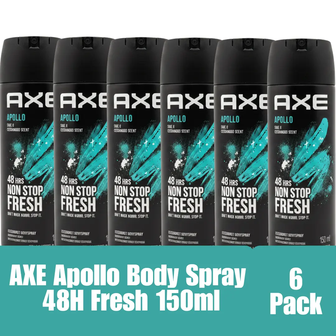AXE Apollo Deodorant Body Spray Sage & Cedarwood Scent 48H Fresh 150ml (6-Pack) Imported