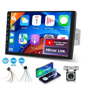 9 Inch Single Din Car Radio with Wireless CarPlay Android Auto, IPS Touch Screen Car Stereo support YouTube Mirror Link, FM AM Radio Bluetooth,SWC EQ Setting Car Multimedia Player with Backup Camera