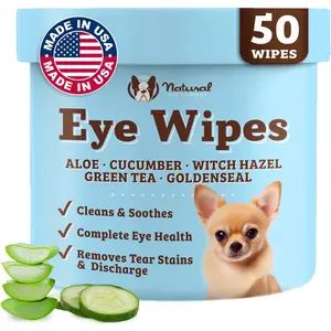Natural Dog Eye Wipes for Dogs -50 Cnt- Soothing Dog Eye Wipes with Natural, Non-Irritating Ingredients Green Tea & Goldenseal, Effective Dog Tear Stain Remover Wipe & Dog Eye Gunk Remover Wipe, Vegan