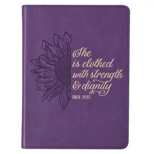 Purple Vegan Leather Inspirational Scripture Notebook Bible Verse Proverbs 31:25