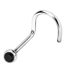 Black Gem Nose Screw Ring Black Gem Nose Screw Ring