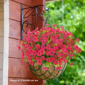 12pcs Artificial Hanging Plant Baskets Outdoor Porch Summer Decoration, UV Resistant Silk Realistic Home Garden Pots