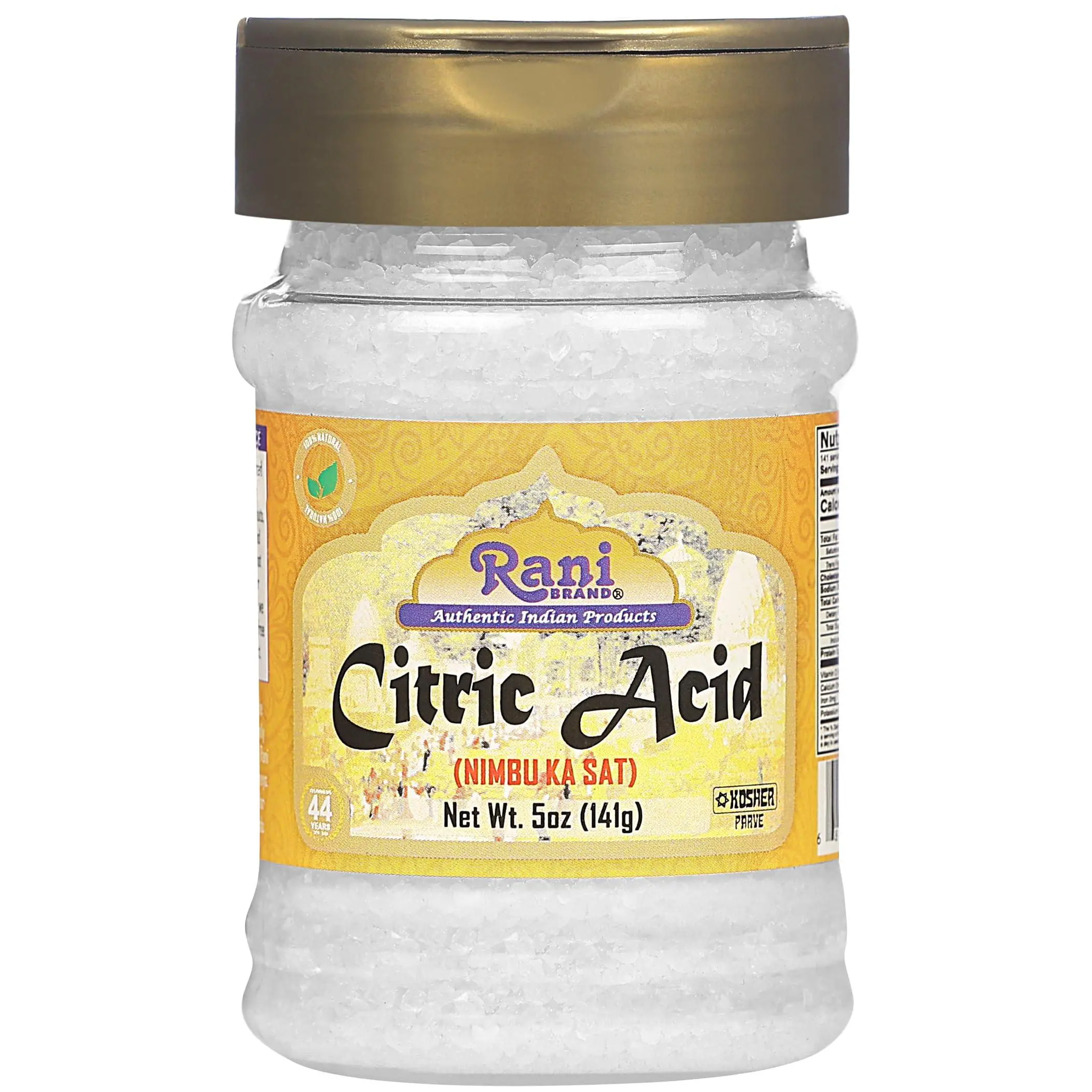 Rani Citric Acid Powder, Food Grade (Limbu Ka Ful) 5oz (141g) PET Jar ~ Used for Cooking, Bath Bombs, Cleaning | Gluten Friendly | Kosher | Indian Origin