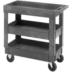 212 MAIN Quantum Storage PC3518-33-3 Heavy Duty High Capacity Tool Transport Cart with Wheels, 3 Shelves Polymer Cart, 34.25x17.5x32.5 in. Tool Organizer Racks