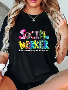 100% Cotton Top Advocate Support And Empower Social Worker Social Work Month T-Shirt