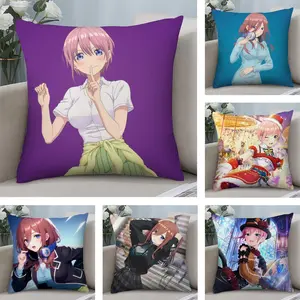PIKPAKA Q-Quintuplets Nakano Ichika Miku Cushion Cover Soft Short Plush Fabric Double-Sided Print Organic Breathable Sofa Pillow Case, Home Machine Washable In Warm Winter Perfect For Home Decor Warm Winter Home Child Gift