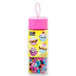 Pix Brix Food Bottle – Cupcakes Set | Build Sweet Pixel Cupcakes in 2D & 3D
