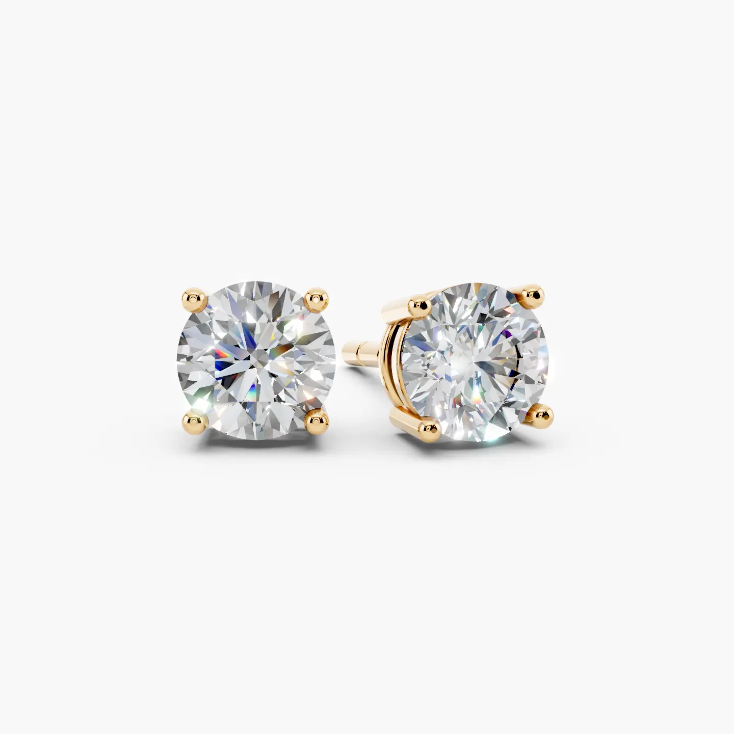 Lab Diamond Round 4-prong Pushback Stud Earrings