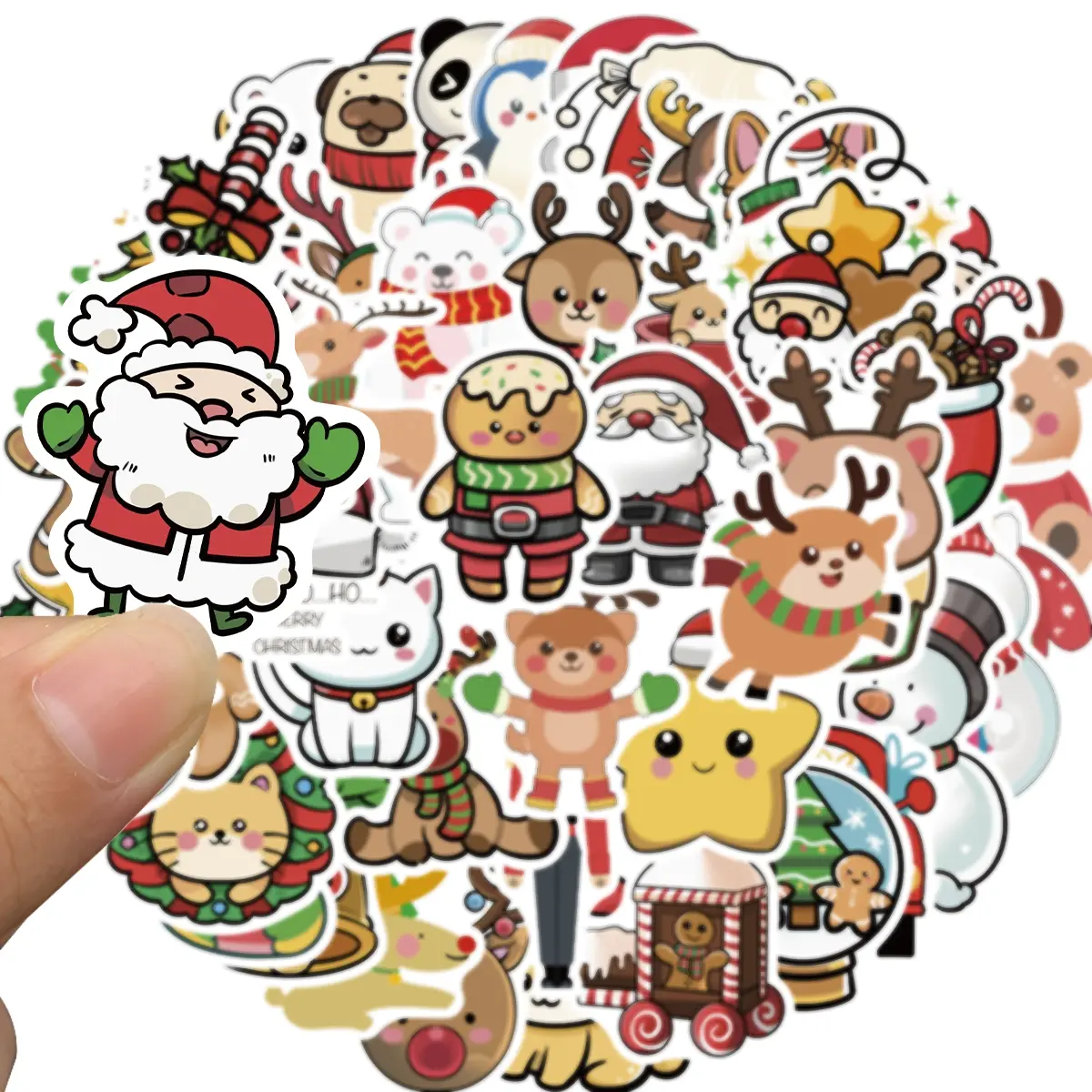 50 Pcs Christmas Stickers for Kids, Bulk Christmas Crafts Party Favors, Goody Bag Stuffers, Fun Stickers, Waterproof Vinyl Laptop & Water Bottle Stickers, Sticker Packs