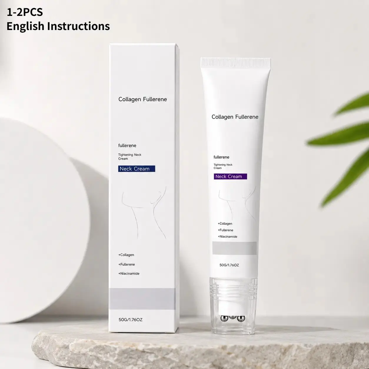 Reduces Wrinkles and Double Chin,Five Rollers for All Around Massage,Neck Firming Cream,Collagen Neck Cream,Relieves Edema,Suitable for Wrinkled Skin,with Hyaluronic Acid,VitaminC+E, Moisturizer, Skin Care, Beauty Products