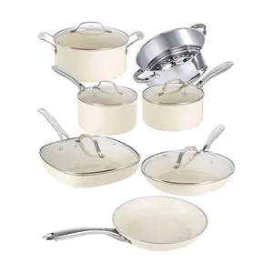 Gotham Steel Cream 12 Piece Nonstick Ceramic Cookware Set Gotham Steel Cream 12 Piece Nonstick Ceramic Cookware Set