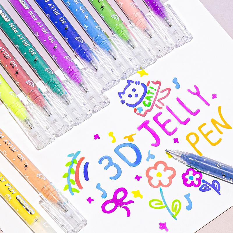 3D Jelly Pens, 12/24/36 Colors Set of 3D Effect Jelly Gel Pens, Perfect for Painting, Drawing, Writing, Bullet Journal, Card Making, Nail Painting, DIY Crafts