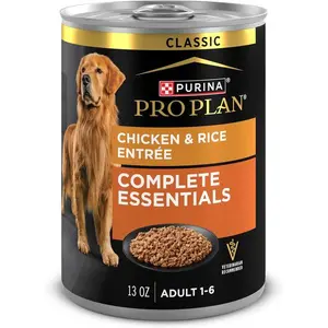 Purina Pro Plan Complete Essentials Classic Pate Dog Food, Chicken and Rice Entrée - (Pack of 12) 13 oz. Cans