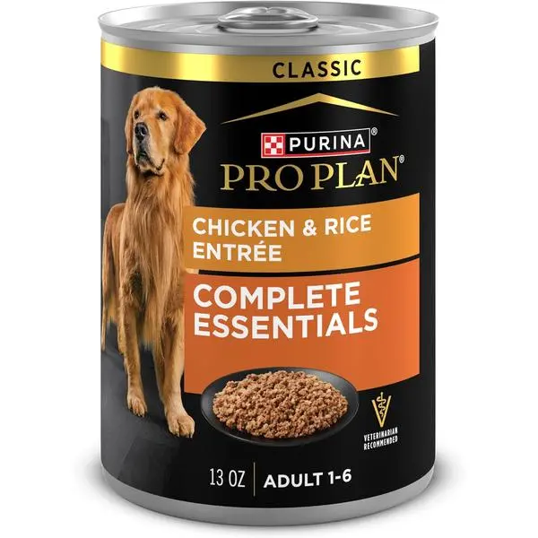 Purina Pro Plan Complete Essentials Classic Pate Dog Food, Chicken and Rice Entrée - (Pack of 12) 13 oz. Cans