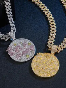 Hip Hop Fashion Iced Out Letter Pendant Set, Bling Necklace, Zinc Alloy & Cuban Chain, All-Season Wearable Jewelry, Perfect Gift for Friends