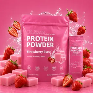 Clear Protein Powder: Strawberry Burst, Creamy Strawberry Flavor, 20g Protein Per Serving (2 Packets), Fast-Absorbing Grass-Fed Whey, Muscle Recovery, 10 Servings