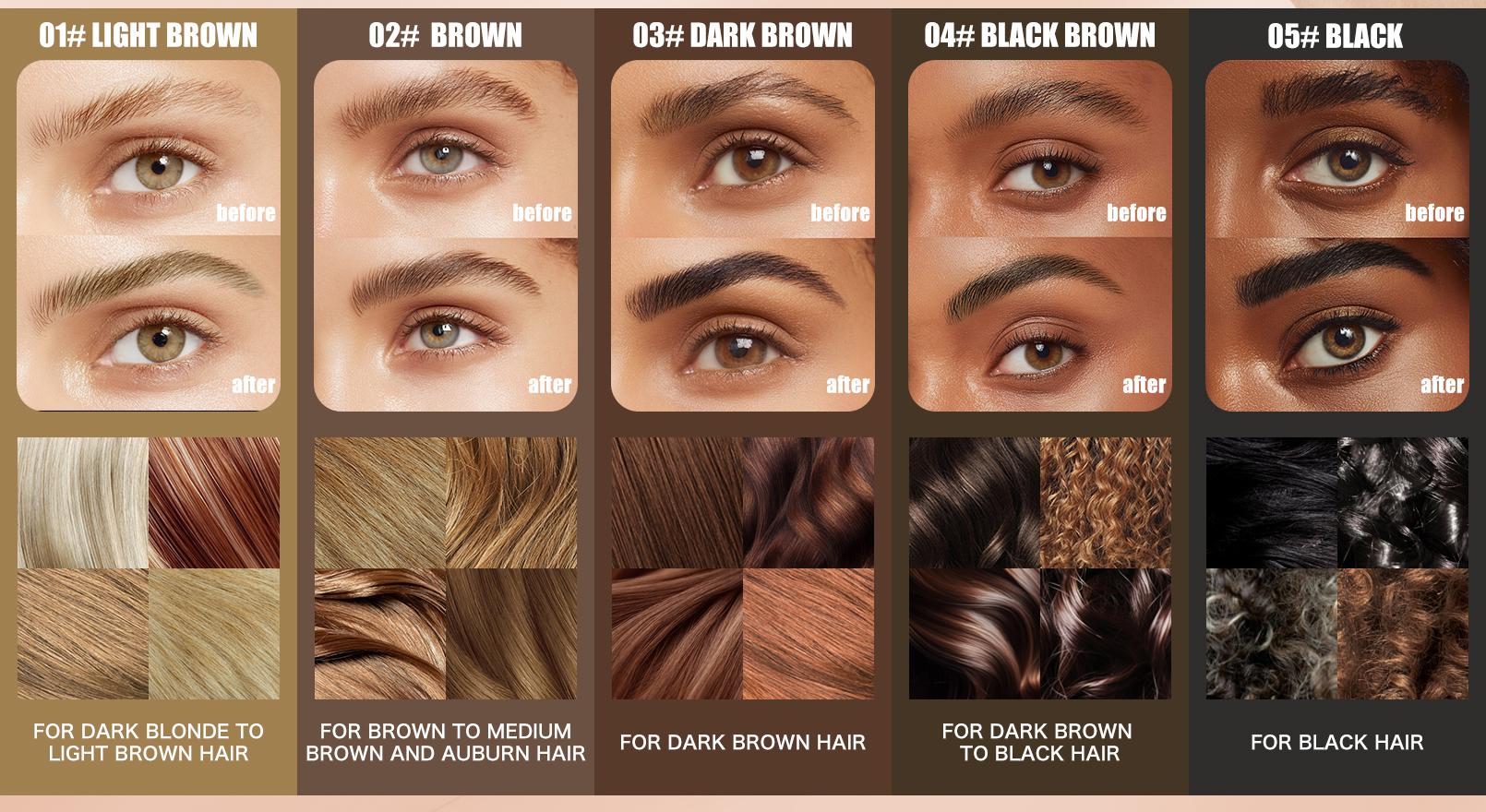 W3W 4D Dual-Ended Hair Stroke Brow Pen - Waterproof Long-Lasting Eyebrow Makeup, Natural Microblading Brows, 0.01mm Micro-Forked Tip, 5 Shades, Beginner-Friendly, Quick-Drying Formula