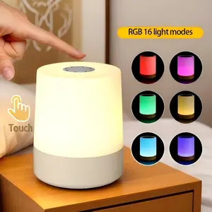 LED Night Light, 16 Color RGB Adjustable Touch Lamp, Portable Table Lamp, Modern Mood Lighting, 3 Brightness Levels, USB Rechargeable, for Bathroom, Hallway, Living Room