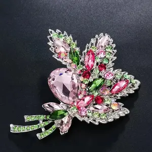 Luxury Women Girls Vintage Full Crystal Flower Brooch Badges Exquisite Rhinestone Shining Boutique Clothing Coat Pin Corsages