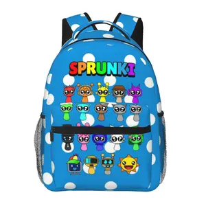 Sprunki Cute School Backpack – Large-Capacity Casual Daypack for Outdoor Sports and Office Use; Cartoon Sprunki Merchandise Laptop Backpack School Bag for Boys, Girls, and Gift Giving
