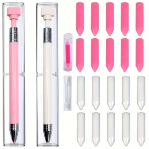 Diamond Painting Kit, Reusable Wax Pencil with 6 Wax Sticks, Rotary Glue Dot Drill Pen, Nail Art Tool, Quick Gemstone Pick-Up