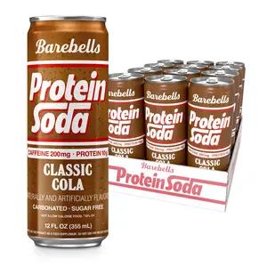 Barebells Protein Soda Classic Cola - 12 Count – 12 FL OZ (355 mL) - Protein Soda with 200mg Caffeine and 10g of Protein - On The Go Protein Refreshment