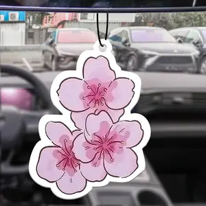Car Air Freshener, Cherry Blossoms Design Car Fragrance Tablet, Car Interior Decoration for Car Rear View Mirror, Car Interior Diffusers, Car Accessories