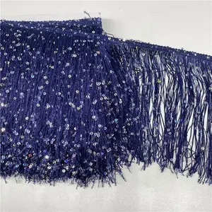 YYCRAFT 6" Hoogram Sequin Chainette Tassel Fringe Trim by The Yard Garland Dance Costume Trimming Party Decoration(5 Yards,Navy)
