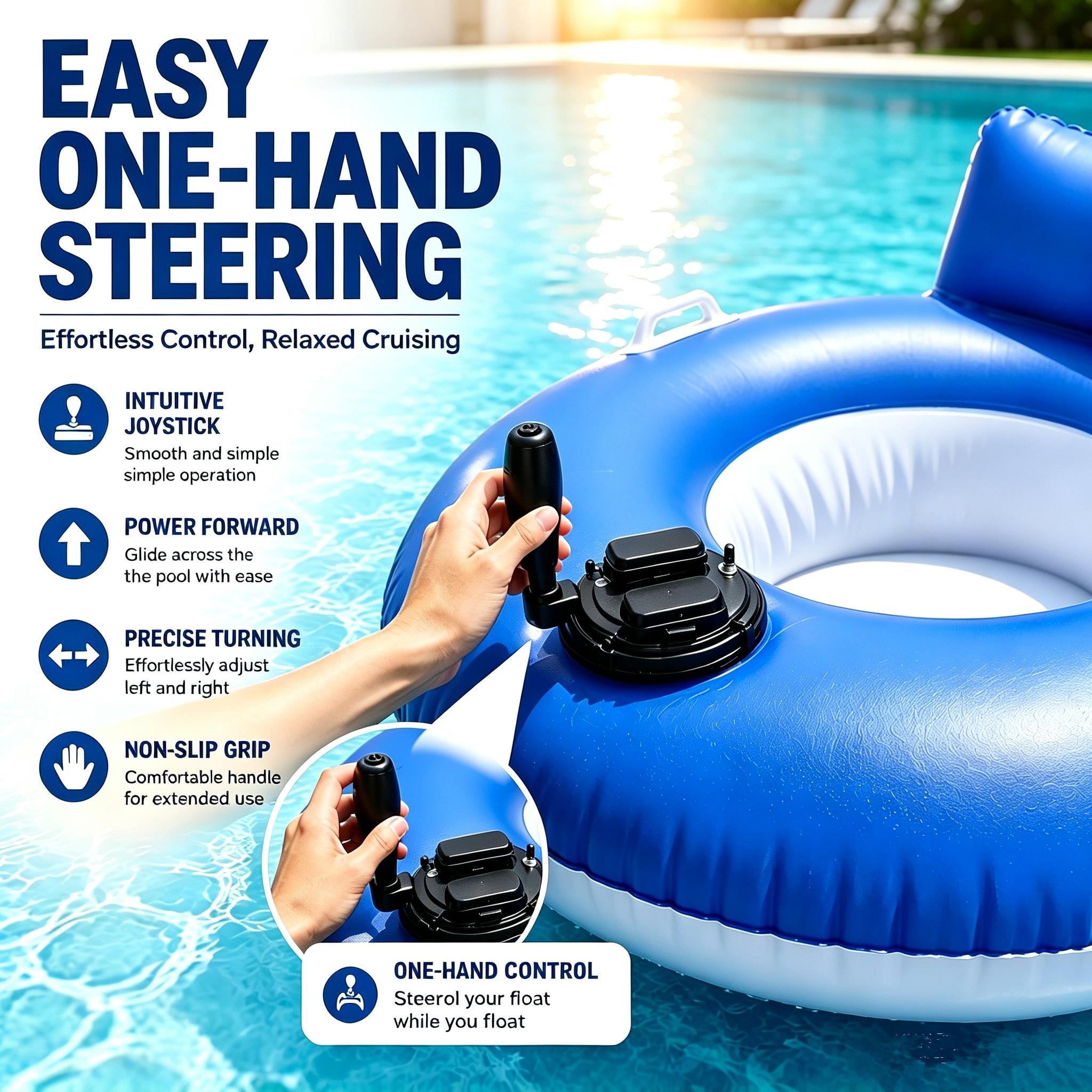 Motorized Inflatable Water Lounge Chair with Dual Underwater Thrusters, 360° Steering Floating Pool Recliner for Adults, Electric Water Float for Lake & Pool Entertainment