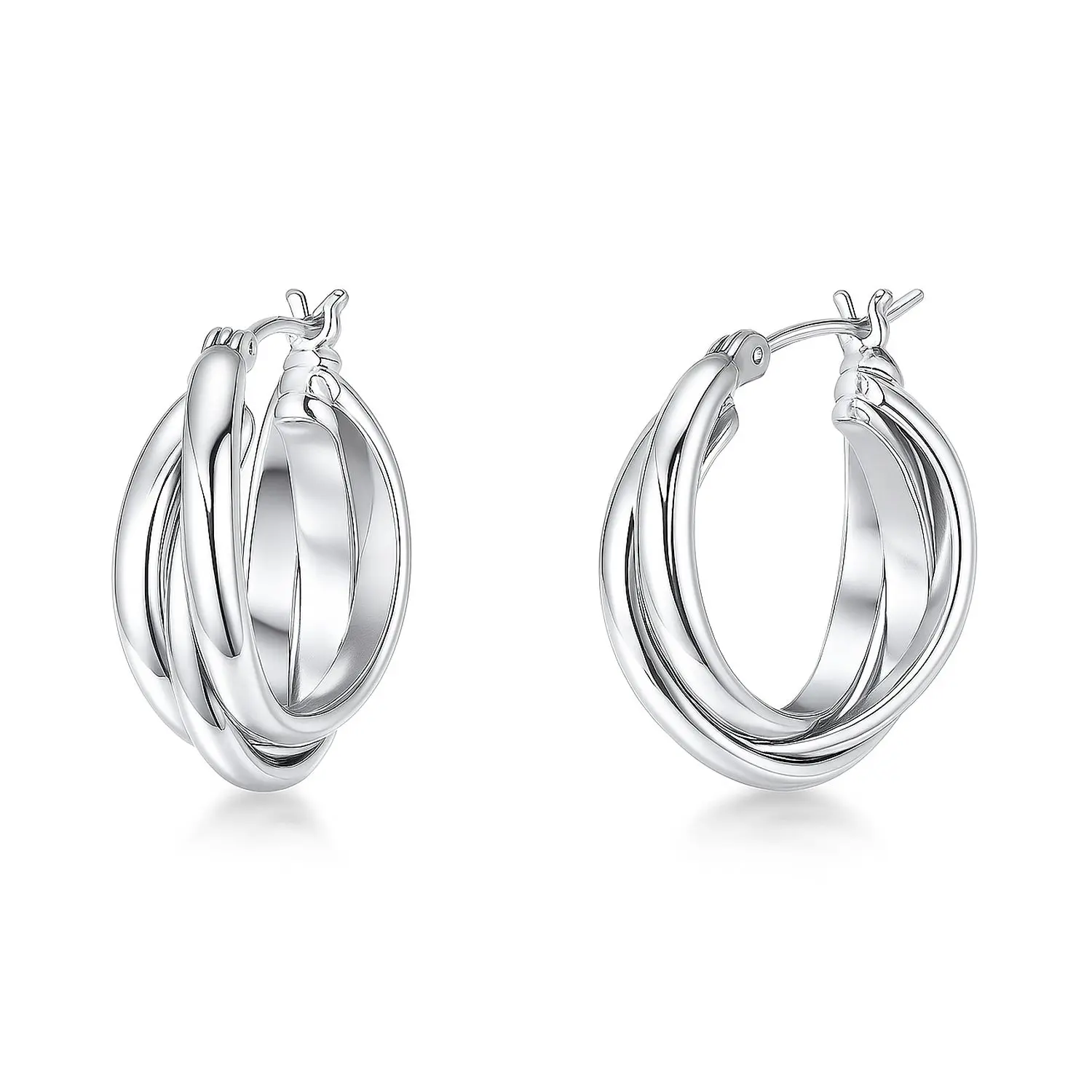 BERRICLE Interlocking Woven Infinity Small Hoop Earrings for Women, 1 inch, Gold-tone/Silver-tone