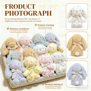 15cm Floral Bow Bunny Plush Keychain, Cute Butterfly Bow Rabbit Bag Charm, Soft Stuffed Animal Doll, Aesthetic Healing Gift for Girls
