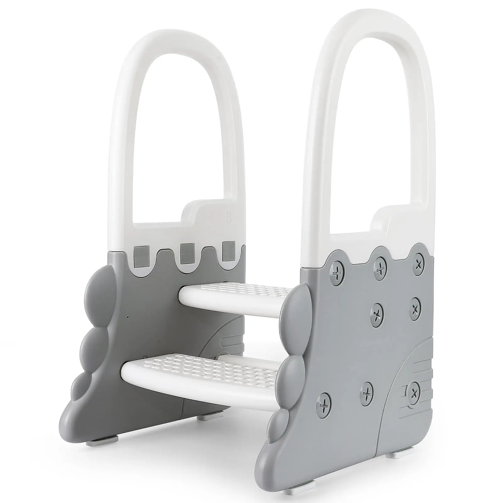 GARVEE Toddler Step Stool Set: 2 Safe Anti-Slip Stools with Handrails for Potty Training and Kitchen Use, Perfect for Bathroom and Counter Assistance, Sturdy and Reliable for Young Ones.