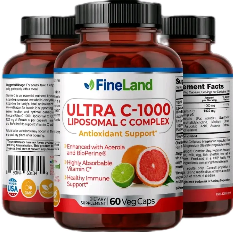 FineLand ULTRA C-1000 Antioxidant Support, Buffered, Non-Acidio Calcium Ascorbate With Bioflavonoids, Rutin and Acerola Healthy Immune Support Healthcare Vitamin
