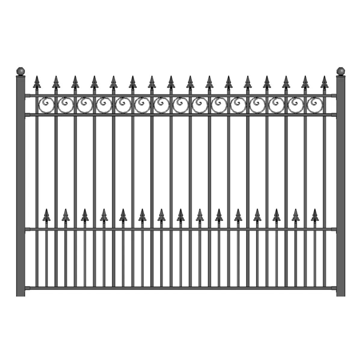Aleko FENCEPRADIY5X5.5-UNB 5.5 x 5 ft. Prague Style Iron Ornamental Fence