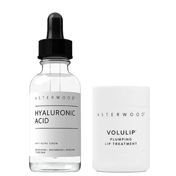 Asterwood Hydration Heroes Bundle  | Hyaluronic Acid Face Serum + Volulip Plumping Lip Treatment for Smooth, Glowing Skin & Fuller Lips