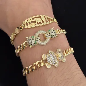 Animal Bracelets 14k Gold Plated Elephant Leopard Bear Bracelet