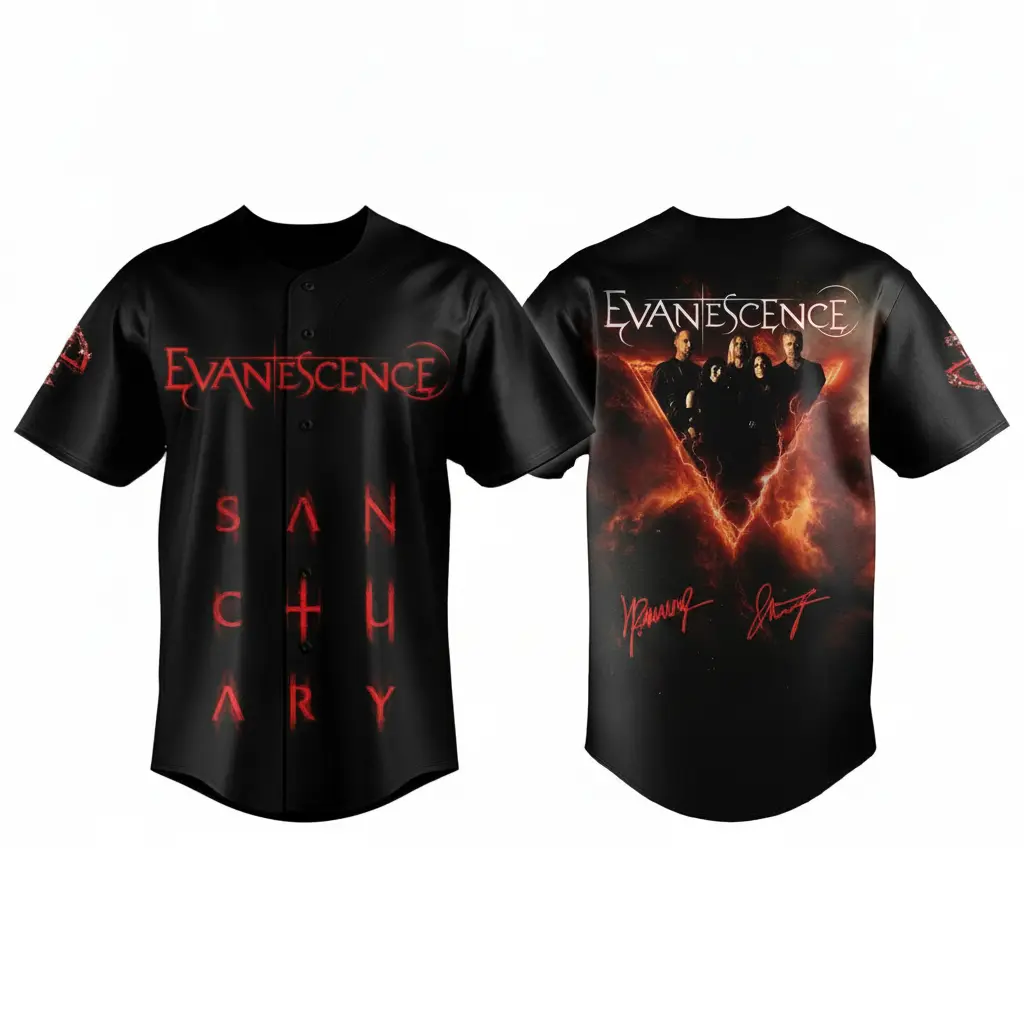 Evanescence World Tour 2026 Sanctuary Baseball Jersey – Dark Gothic Graphic Tee