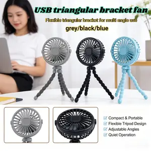 Flexible Octopus Tripod Fan - 3-Speed USB Rechargeable Fan with LED Light, Handheld & Mountable for Stroller, Desk, Travel!