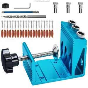 Pocket Hole Jig Kit With 3 Drill Guide System 15 Degree Joint Angle Tool Portable Joinery Screw Diy Woodworking Carpentry LocatorXXAllDayGoods7