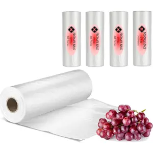 Produce Bags for - 12"x20" Grocery Bag for Fruits, Vegetables, Bread - Easy Peel-Off, Continuous Roll, 1.75", Pack of 1440 Bags [4 rolls]