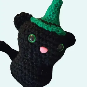 Adorable Fall and Halloween Kitty Plushie and Stuffed Animal Decor Spooky Decoration