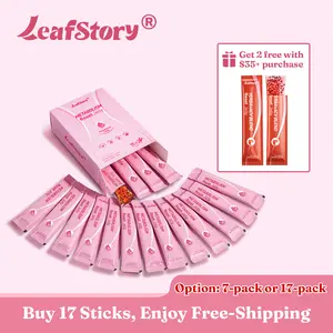 Pomegranate Collagen Jelly (7/17/34 Sticks): Berberine HCL,B-Complex vitamins,1000mg fish collagen, pomegranate extract & konjac fiber. Sugar-free, gluten-free, non-GMO, gelatin-free.dairy free, halal-friendly Daily  wellness support , from LeafStory-SC