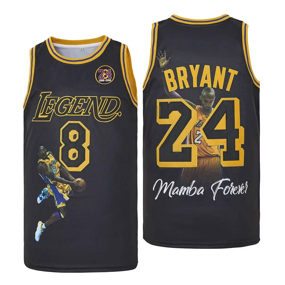 Men's Hiphop Style Basketball Jersey with 8-24 Embroidered Print, Breathable Polyester Mesh, Flexible Athletic Outfits for Training, Sport Outdoor Clothes, American Sizes, Training Clothes, Male